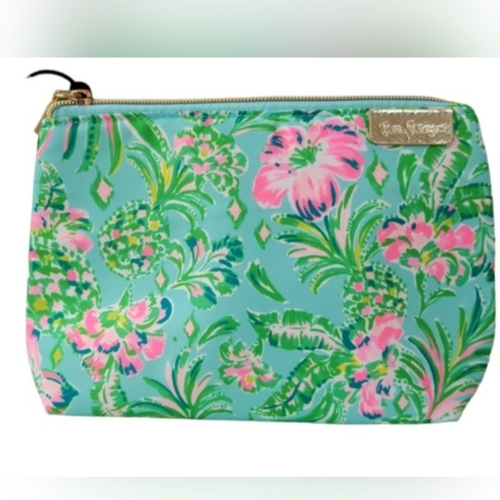 Lilly Pulitzer Zip Pouch Surf Blue Oh Diamond Girl Folia